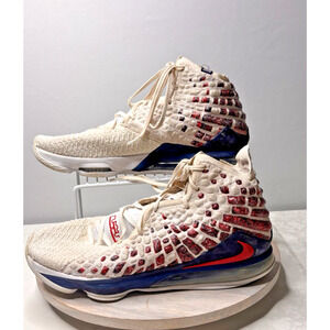 Nike LeBron 17 “Red Carpet” White/Red Knitposite Basketball Shoes Size 17 Rare